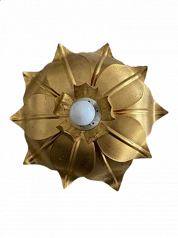 Magnolia golden leaf ceiling lamp by Rino Baglini, 80s