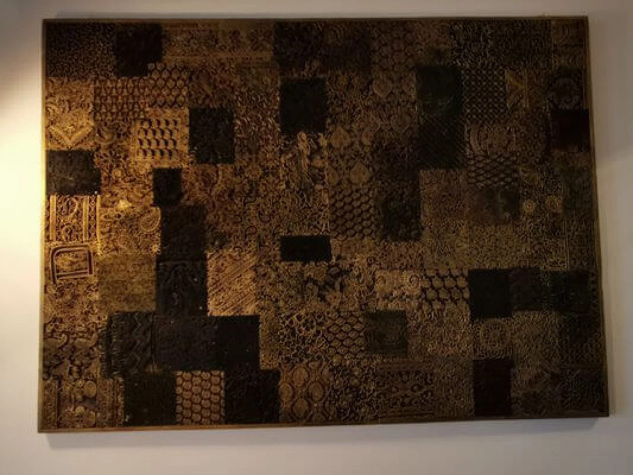 Pannello in legno con timbri Batik, anni '50 1403193