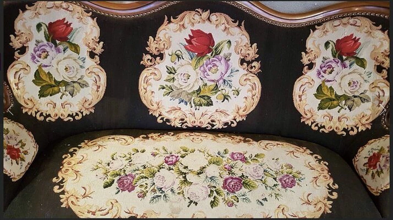 2 Seater sofa with floral embroidery, 1950s 1403222