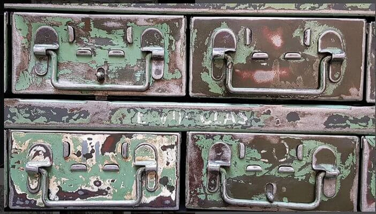 Pair of French military iron chests of drawers, 1950s 1403227