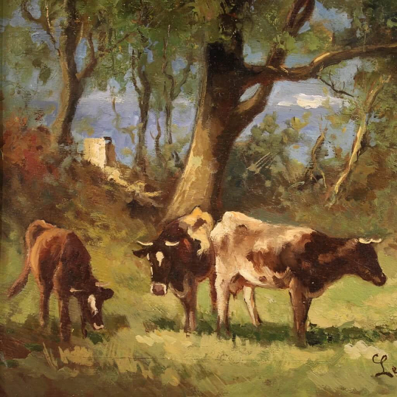 Countryside, Italian oil painting on panel, signed, 1930s 1405274