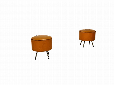 Pair of leather poufs, 70s