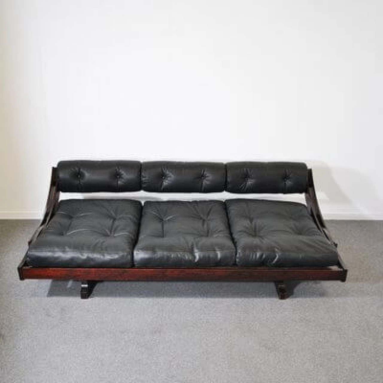 GS195 wooden and leather sofa by Gianni Songia for Luigi Sormani, 1970s 1412262