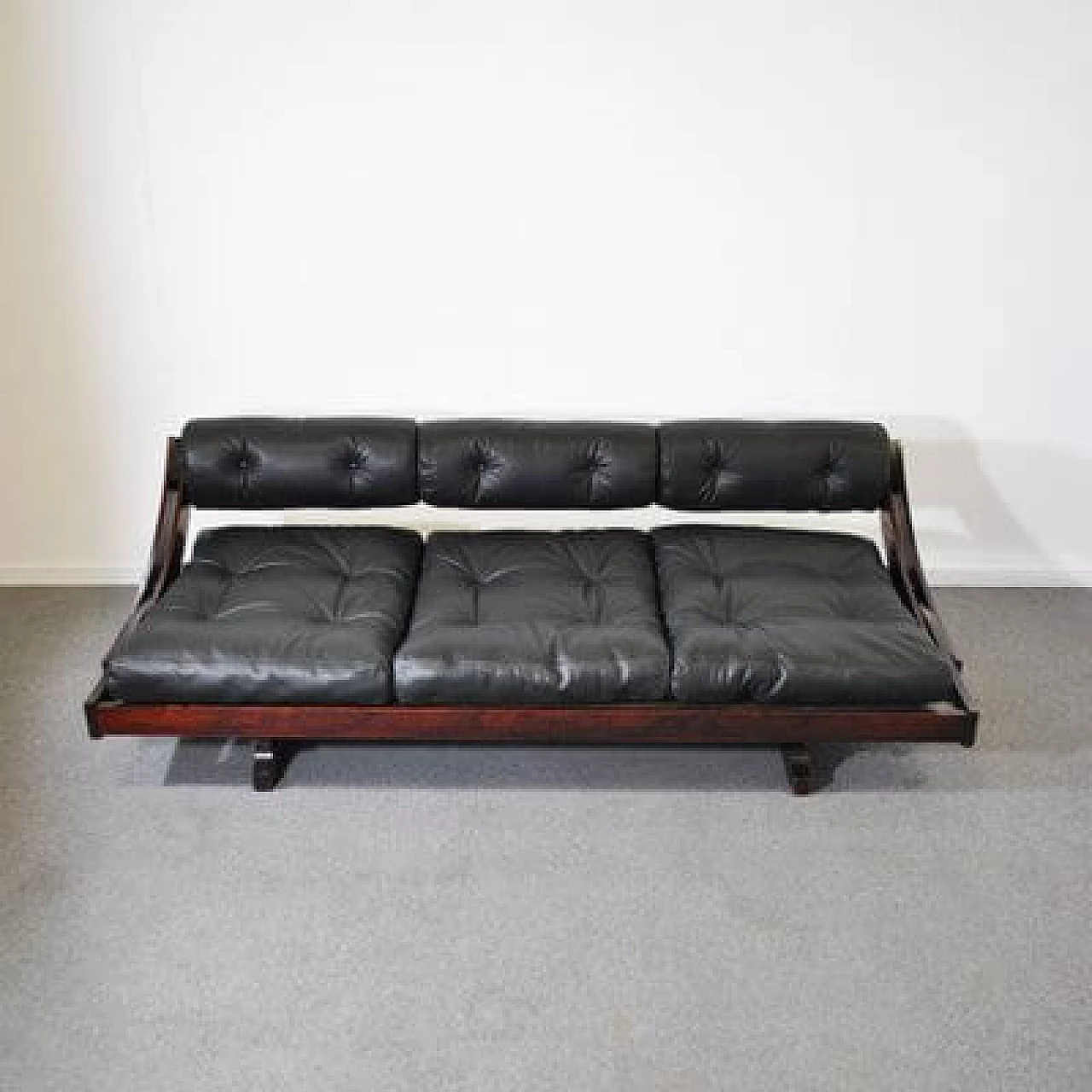 GS195 wooden and leather sofa by Gianni Songia for Luigi Sormani, 1970s 1412266