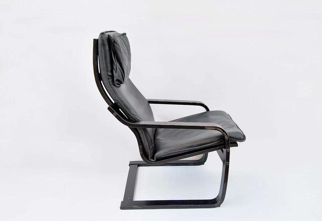 Black bentwood and leather armchair, 1960s 1451604