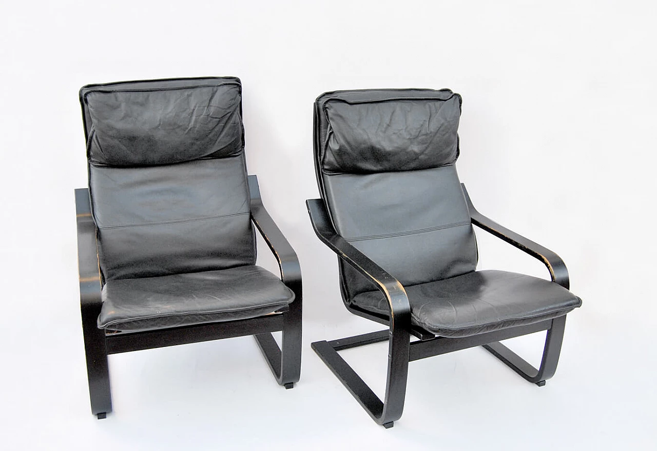 Black bentwood and leather armchair, 1960s 1451605