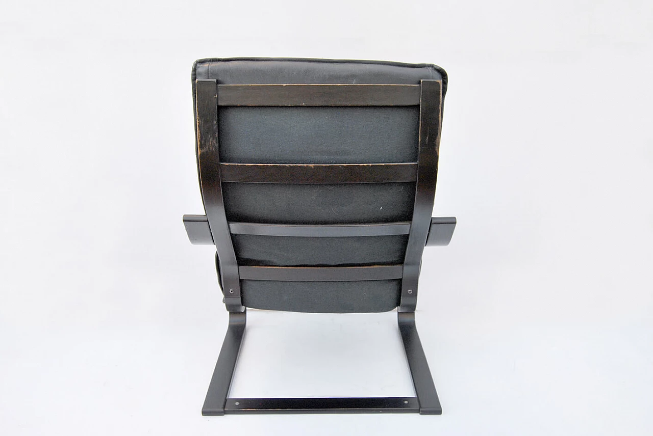 Black bentwood and leather armchair, 1960s 1451606