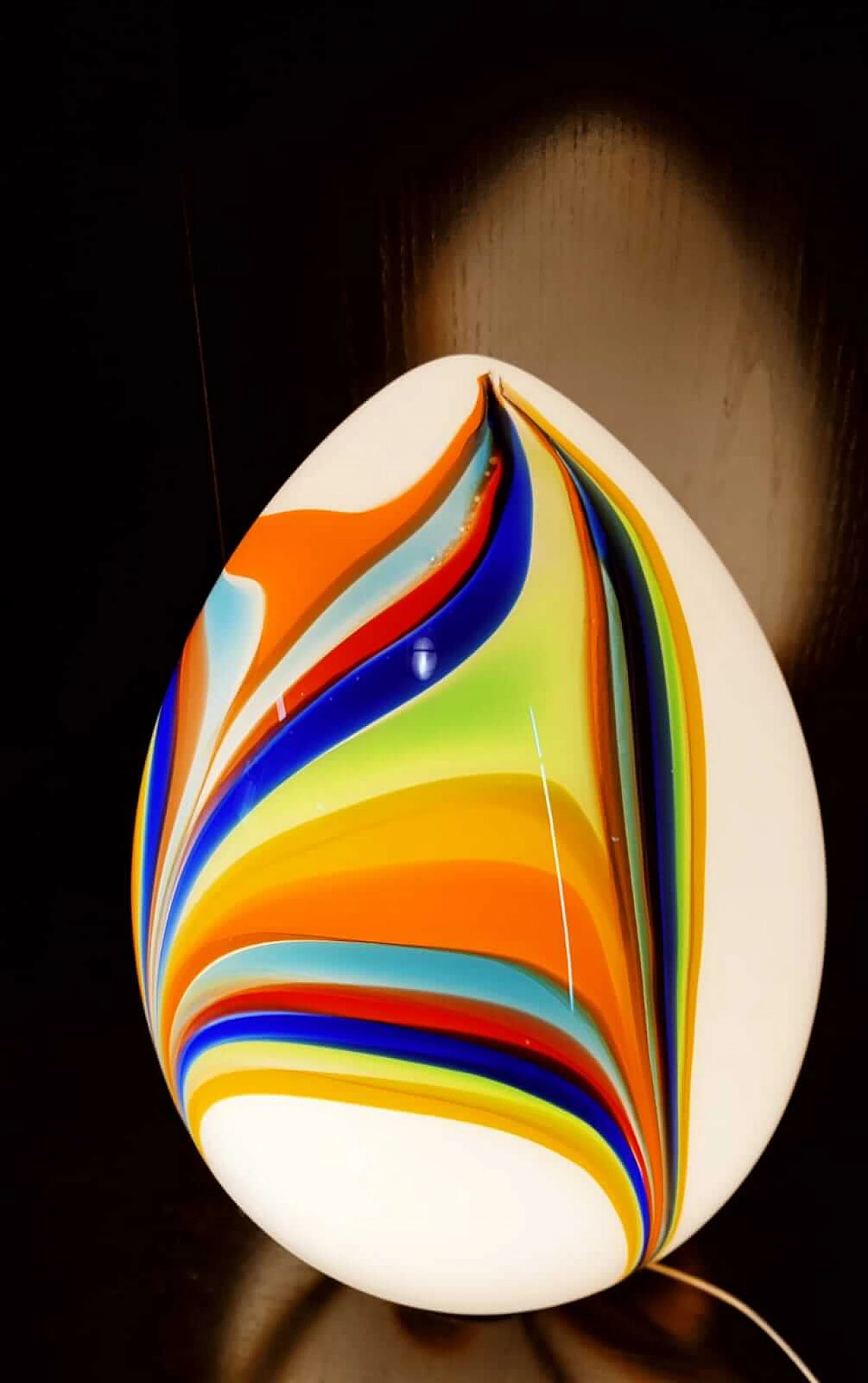 Murano Design Glass Art shops Light Rainbow Spiral Egg