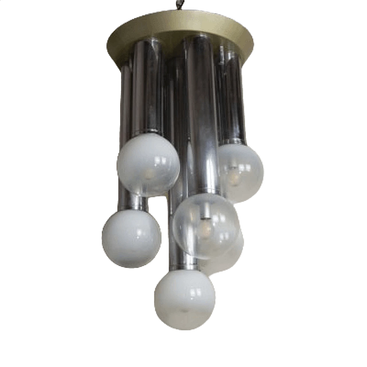 7-light frosted glass pendant lamp, Italy, 1970 1456419