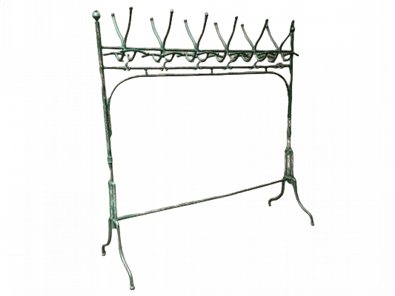 Iron clothes stand with 12 hooks, early 20th century 1458877