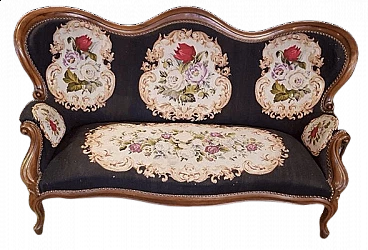 2 Seater sofa with floral embroidery, 1950s