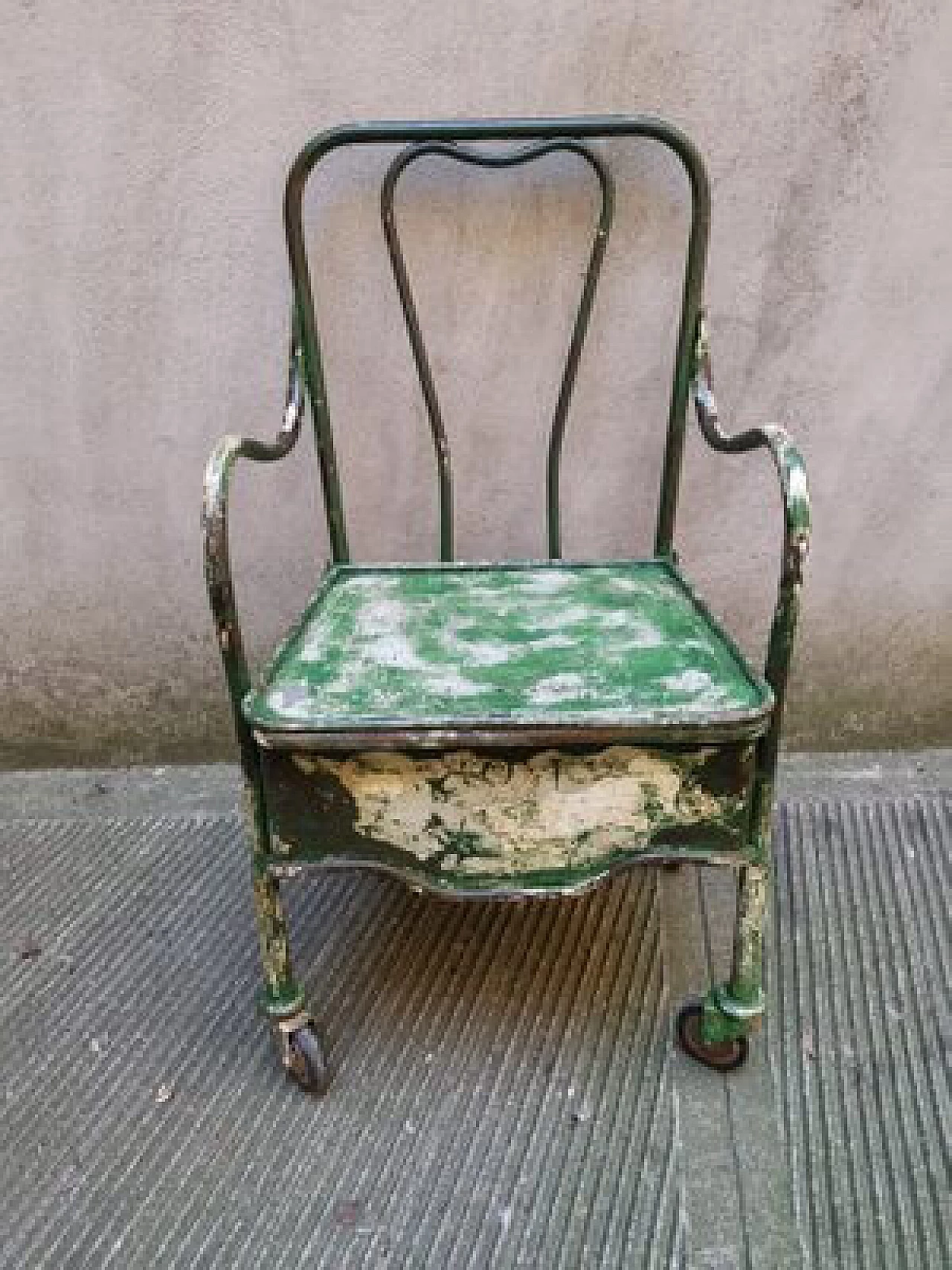 Iron armchair with wheels, 1940s 1461357