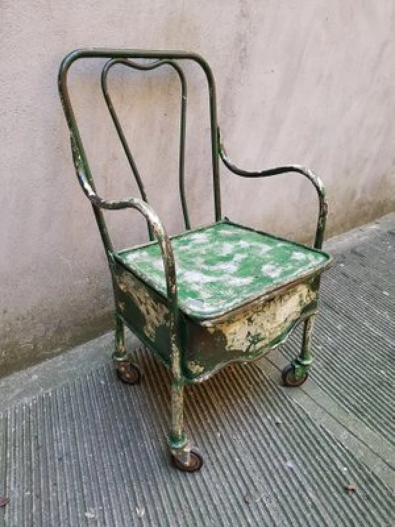 Iron armchair with wheels, 1940s 1461359