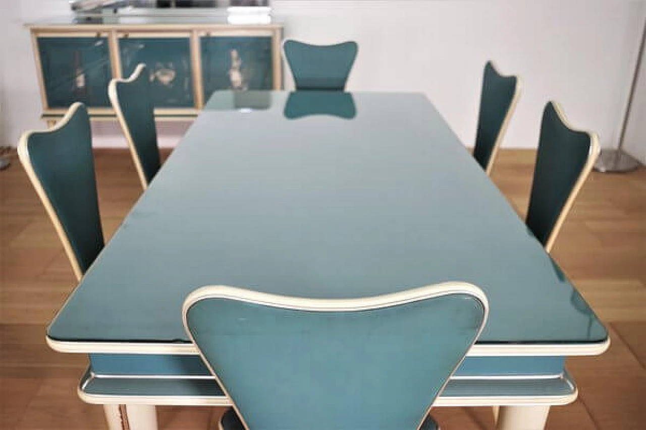 Umberto Mascagni dining room in wood and leather, 1950s 1463149