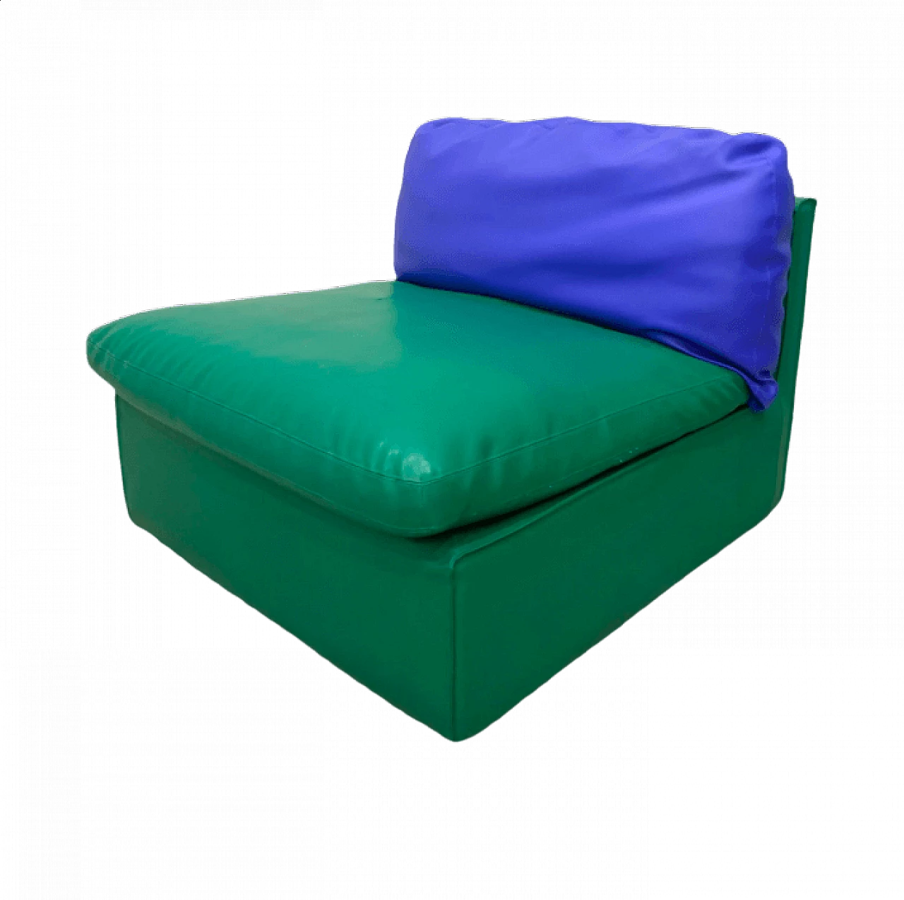 Green and blue skai armchair by Zanotta, 1980s 1472171