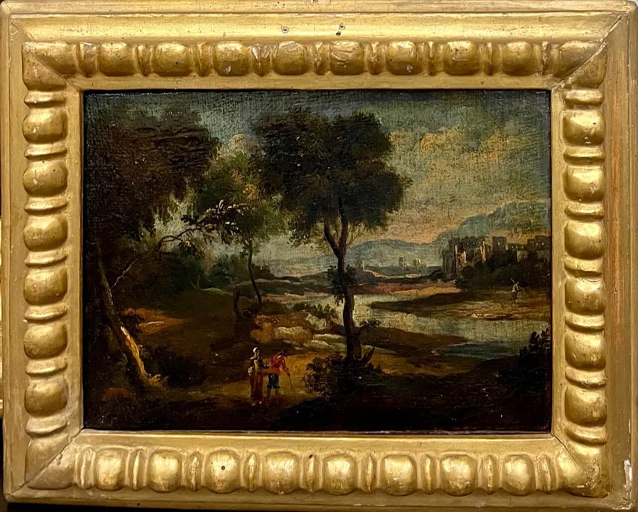 River Landscape with Figures, oil painting, 18th century 1473212