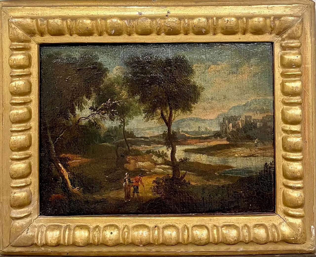 River Landscape with Figures, oil painting, 18th century 1473214