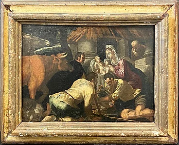 Nativity painting from the school of Leandro Dal Ponte, 17th century