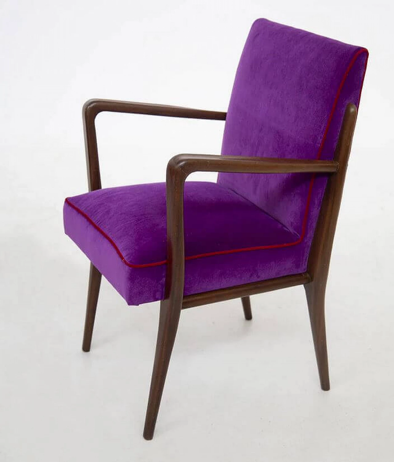 Pair of purple velvet armchairs by Fratelli Consonni, 1950s 1473728