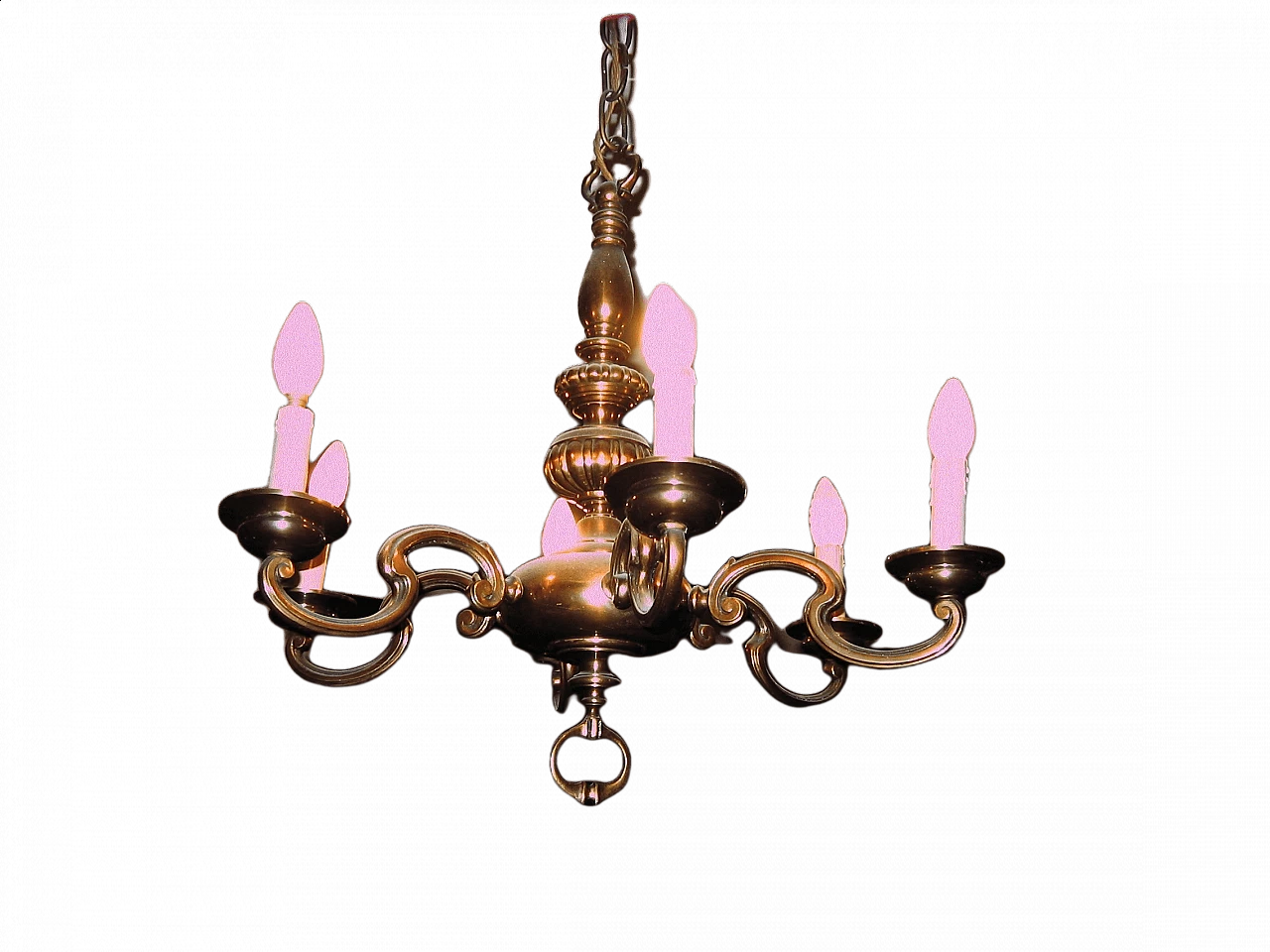 Brass chandelier with 6 lights, 1940s 1474657