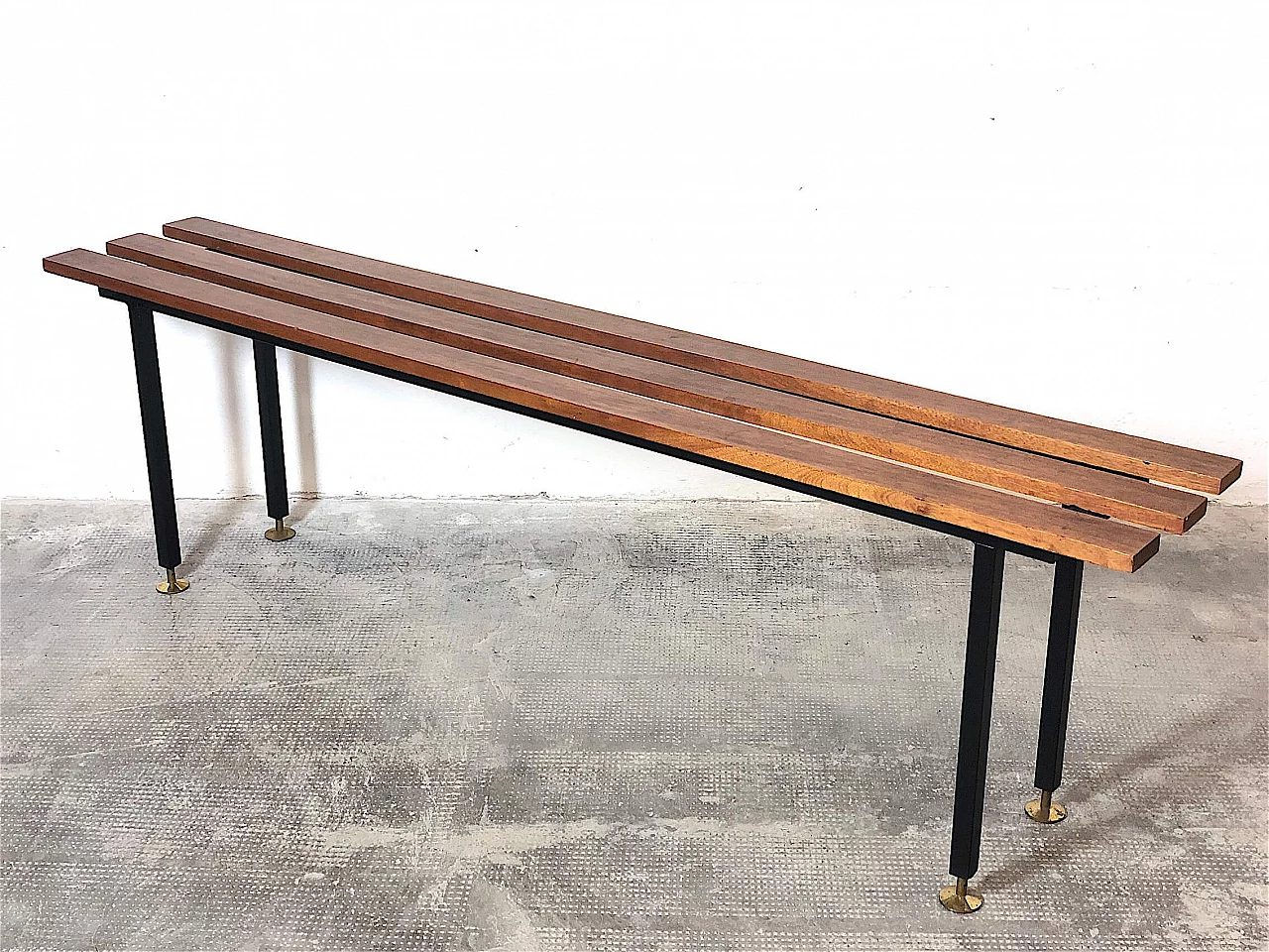 Teak bench with brass feet, 1960s 1475976