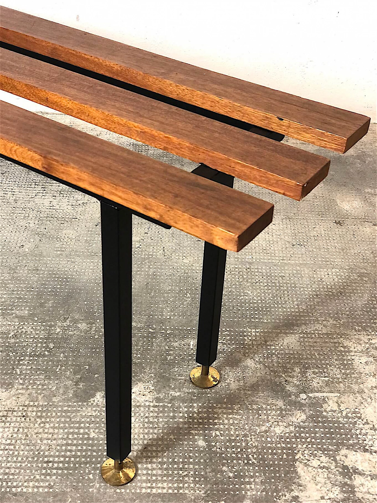 Teak bench with brass feet, 1960s 1475977