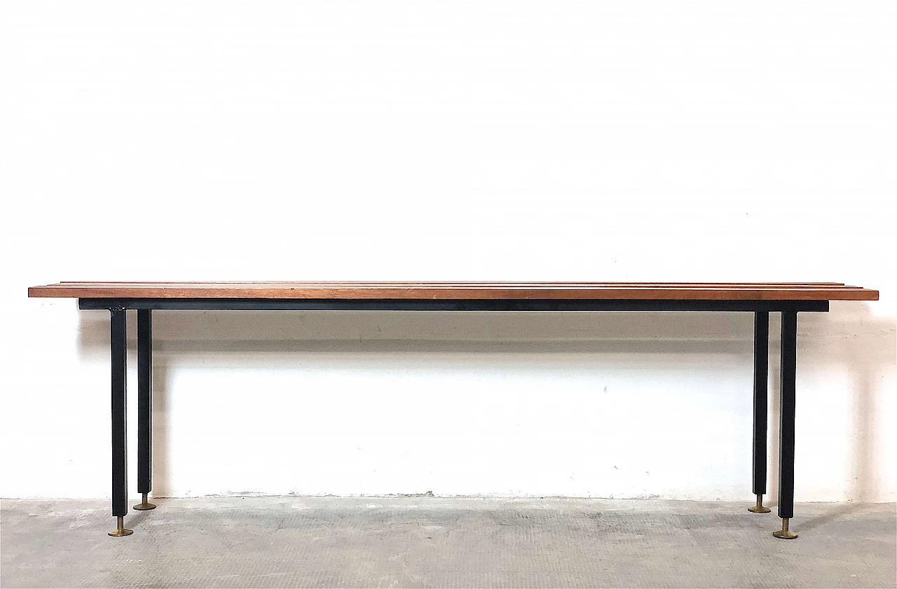 Teak bench with brass feet, 1960s 1475979