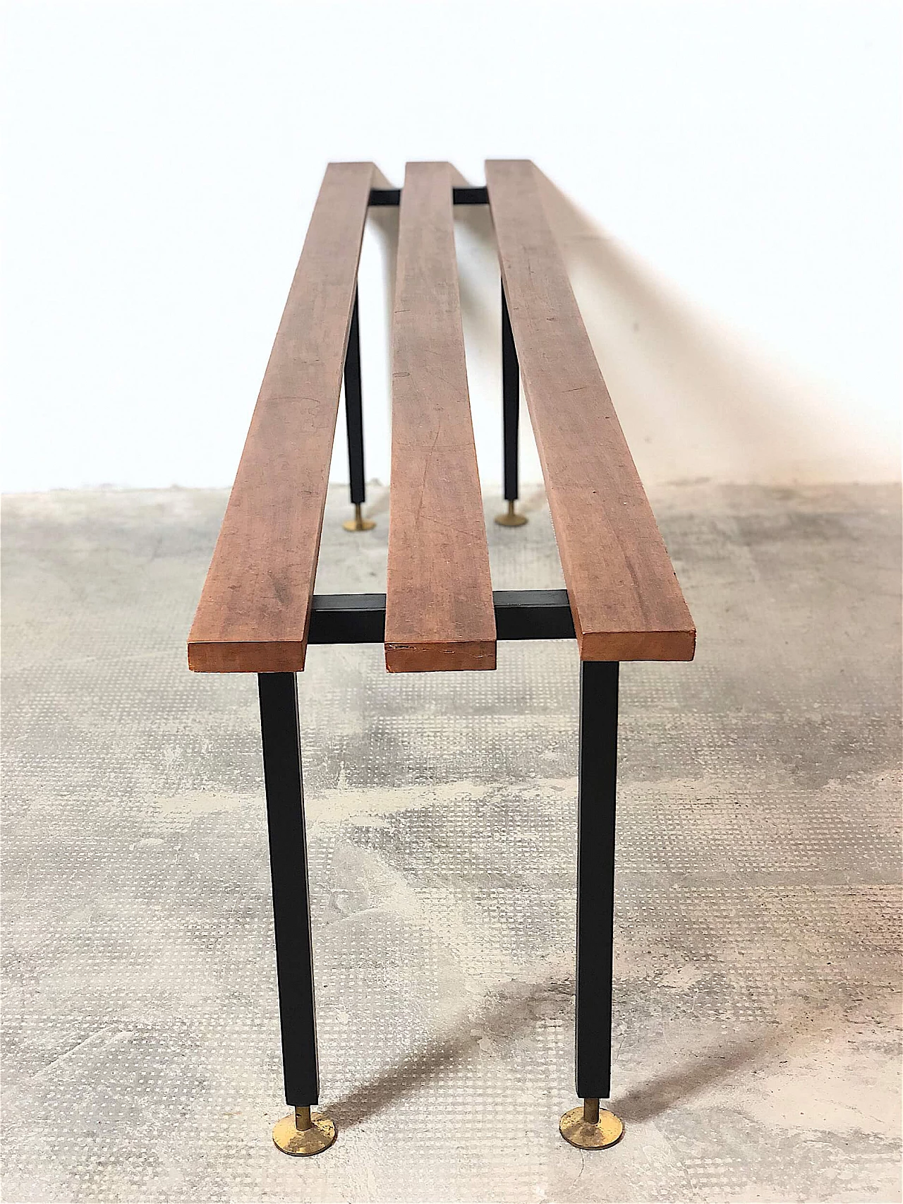 Teak bench with brass feet, 1960s 1475981