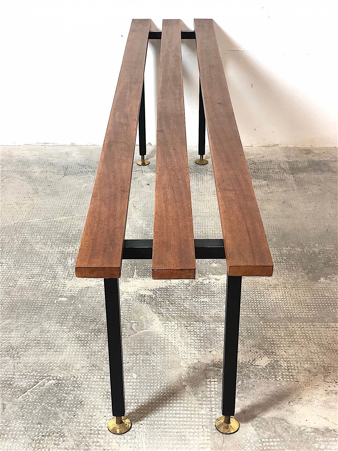 Teak bench with brass feet, 1960s 1475985