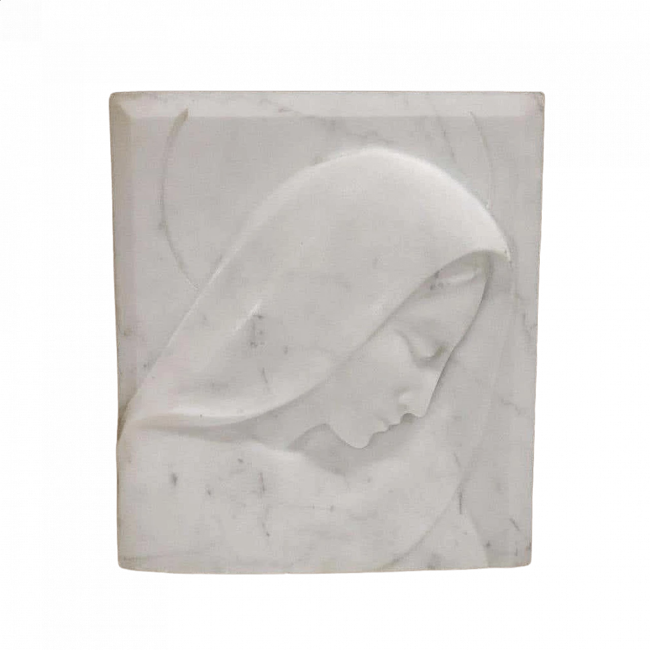 White marble bas-relief of the Face of the Virgin Mary, 1930s 1479353