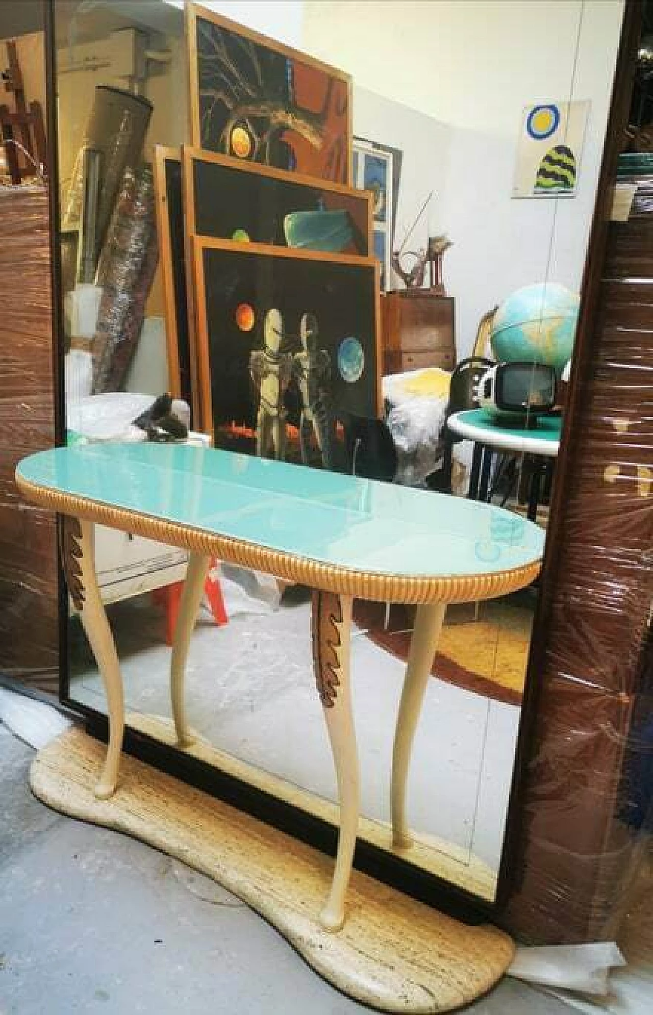 Entrance hall console table with mirror, 1950s 1480057