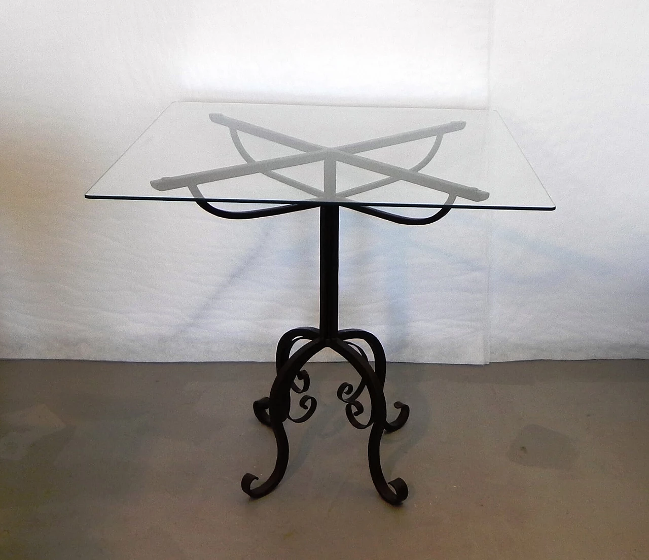 Coffee table with wrought iron base, 1970s 1480476