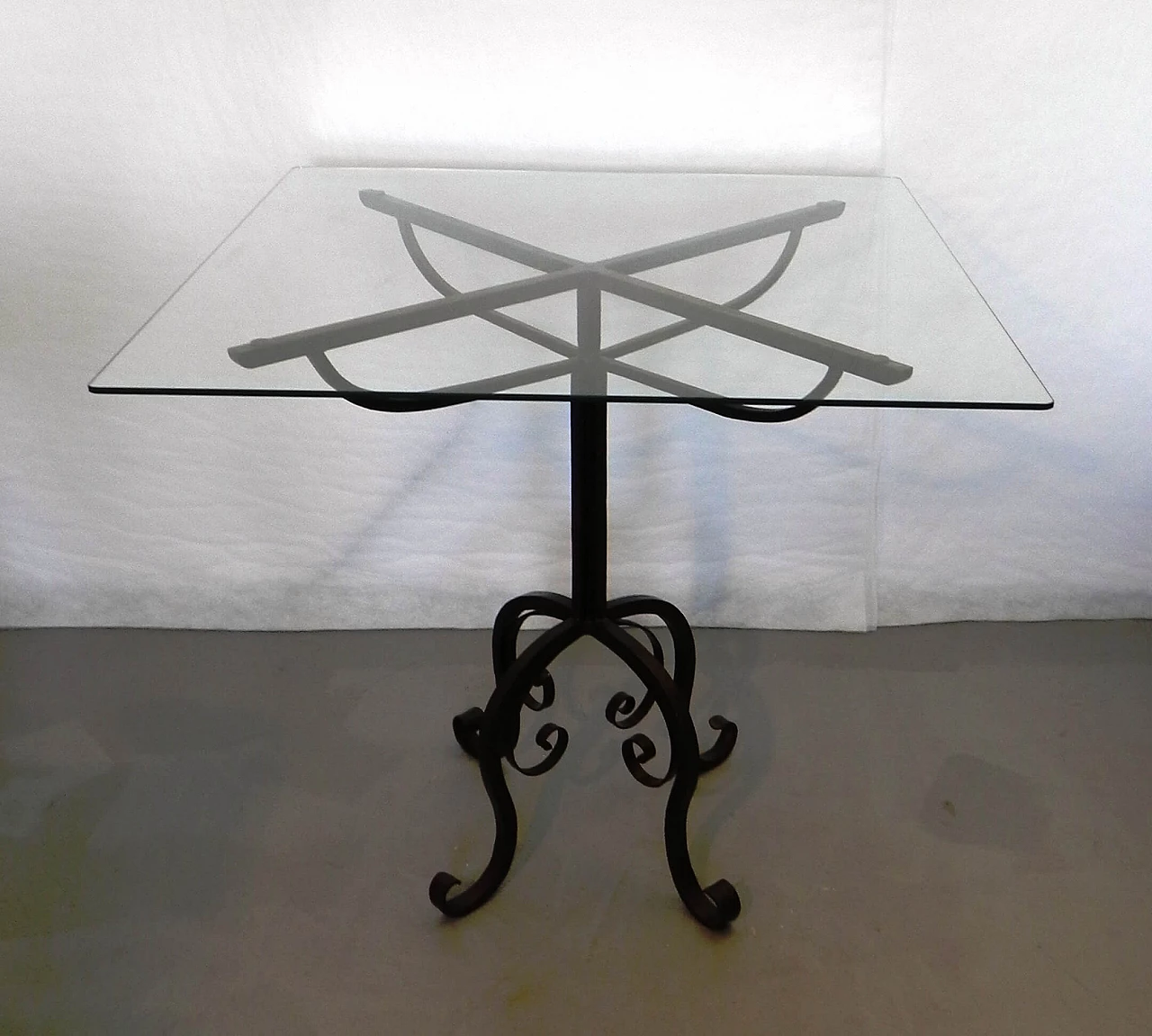 Coffee table with wrought iron base, 1970s 1480487