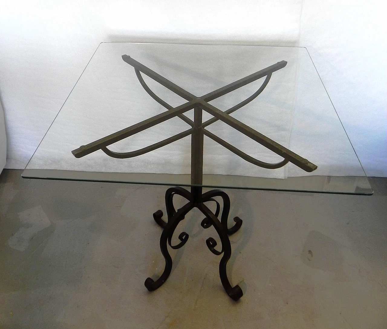 Coffee table with wrought iron base, 1970s 1480488