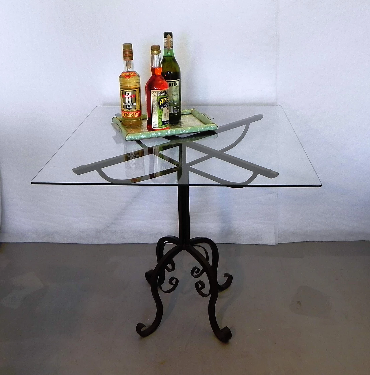 Coffee table with wrought iron base, 1970s 1480489