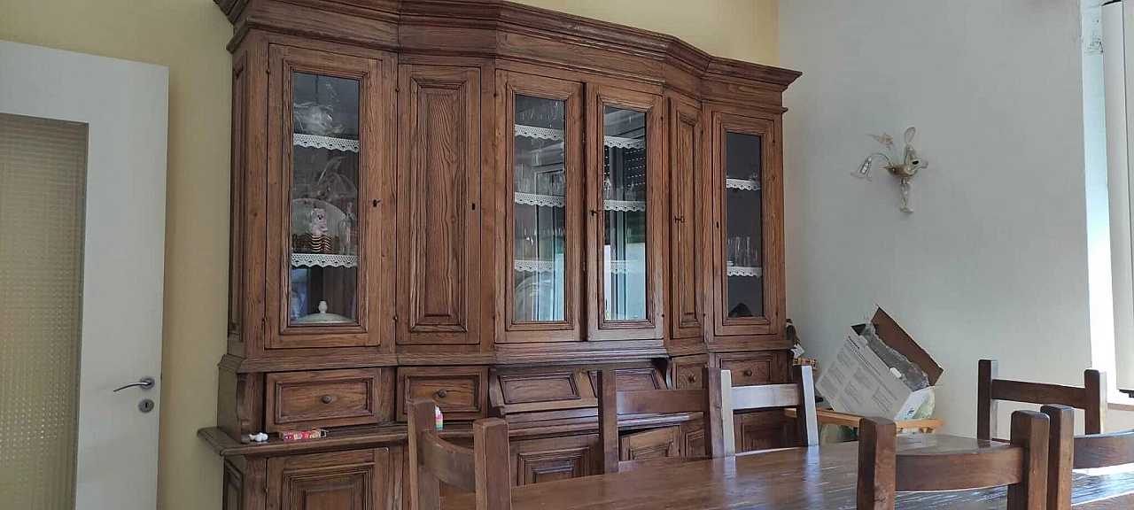 Rustic sideboard with solid wood table and 6 chairs, 1980s 1480496