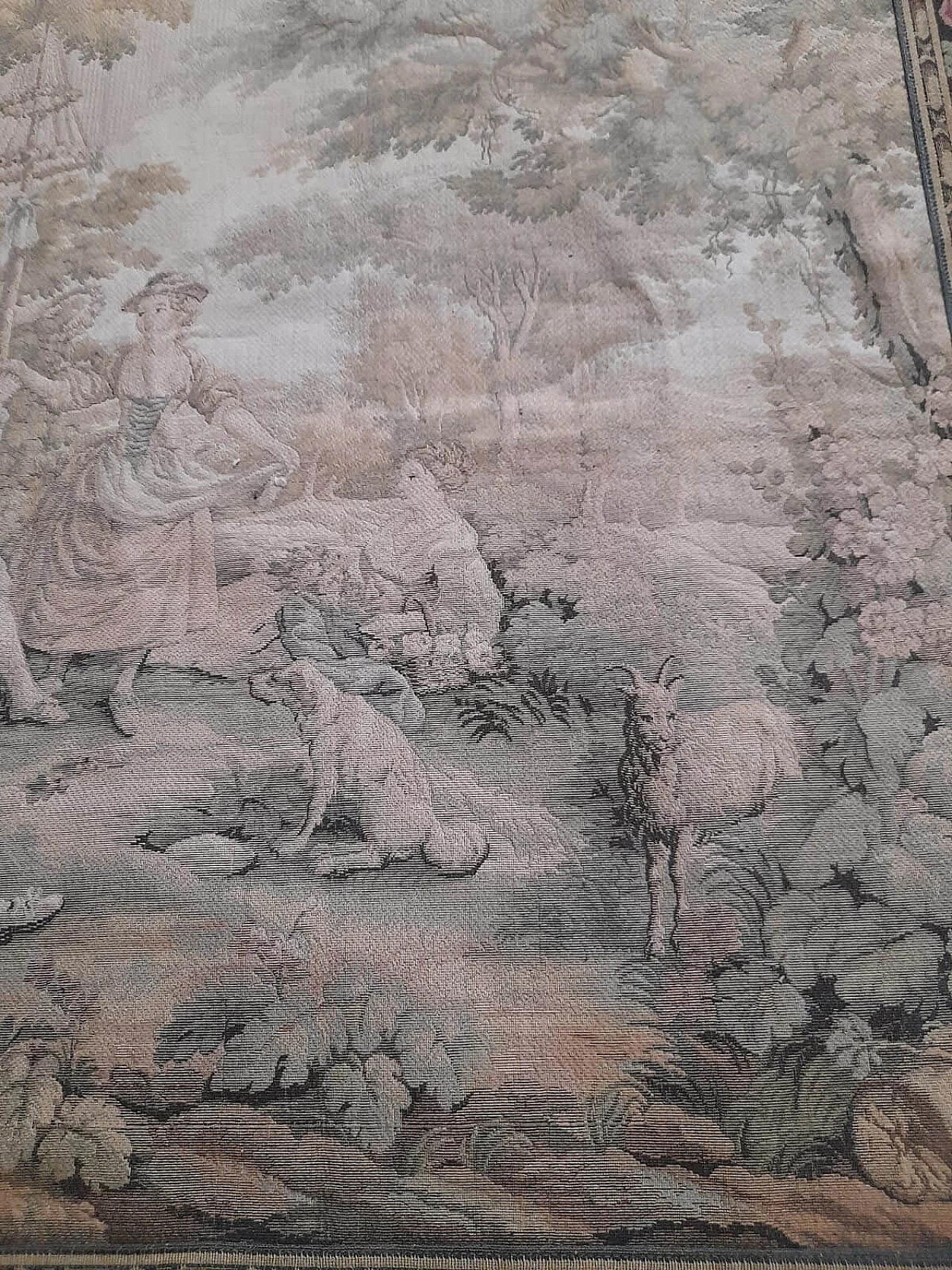Tre arazzi con scene galanti e decori floreali, '800 1480788