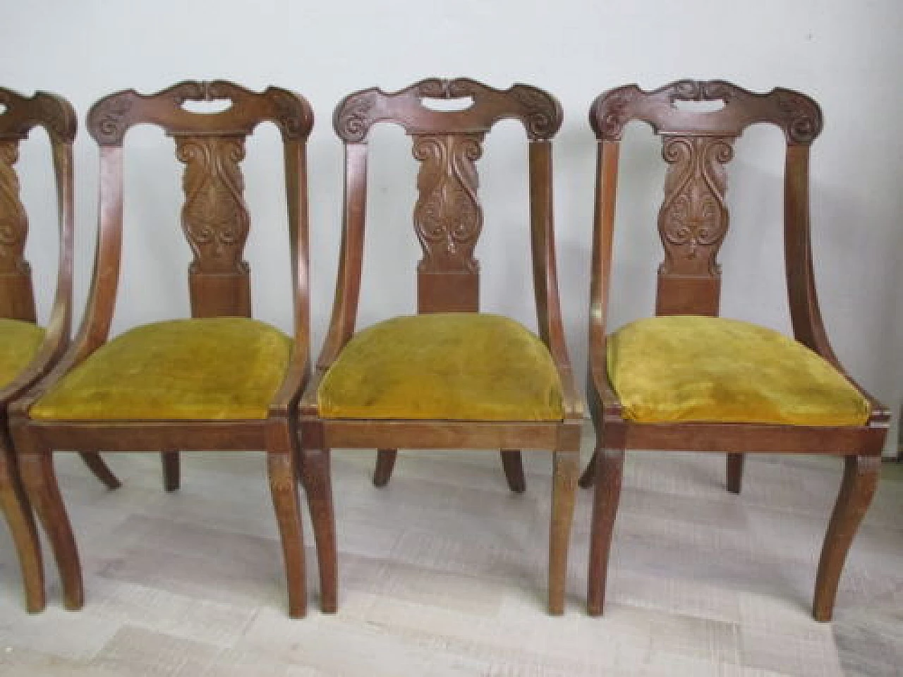 6 Charles X style chairs in solid walnut, early 20th century 1