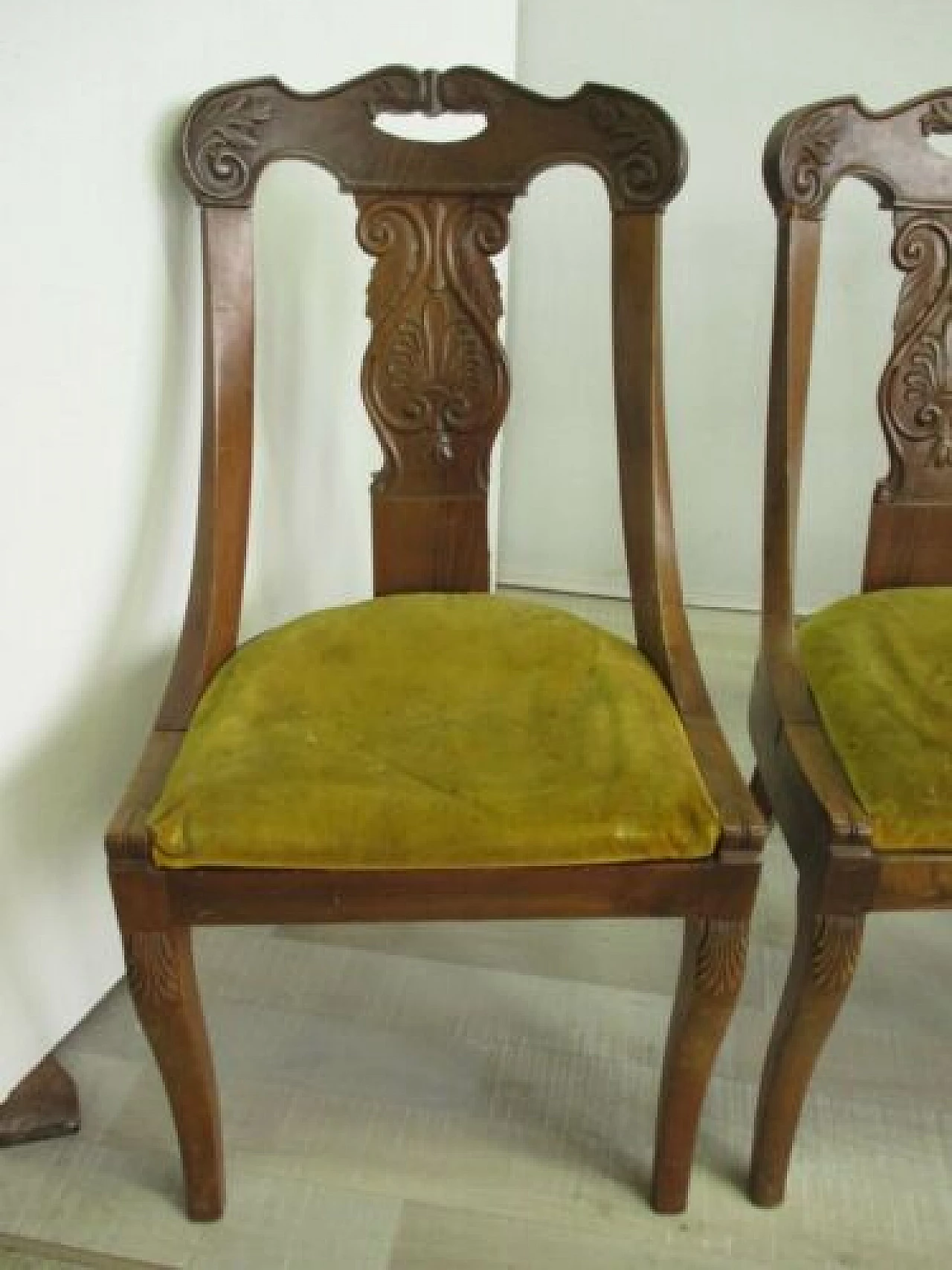 6 Charles X style chairs in solid walnut, early 20th century 2