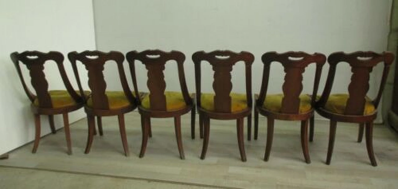 6 Charles X style chairs in solid walnut, early 20th century 7