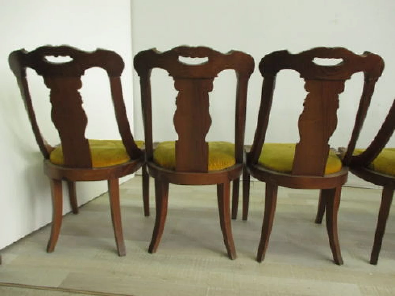 6 Charles X style chairs in solid walnut, early 20th century 8