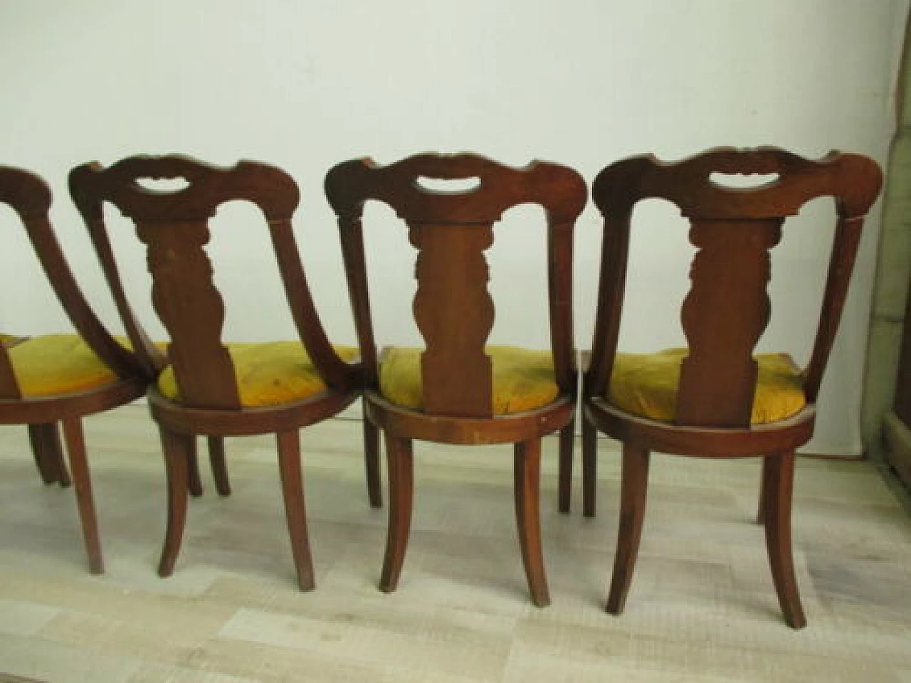 6 Charles X style chairs in solid walnut, early 20th century 9