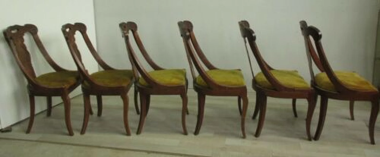 6 Charles X style chairs in solid walnut, early 20th century 10