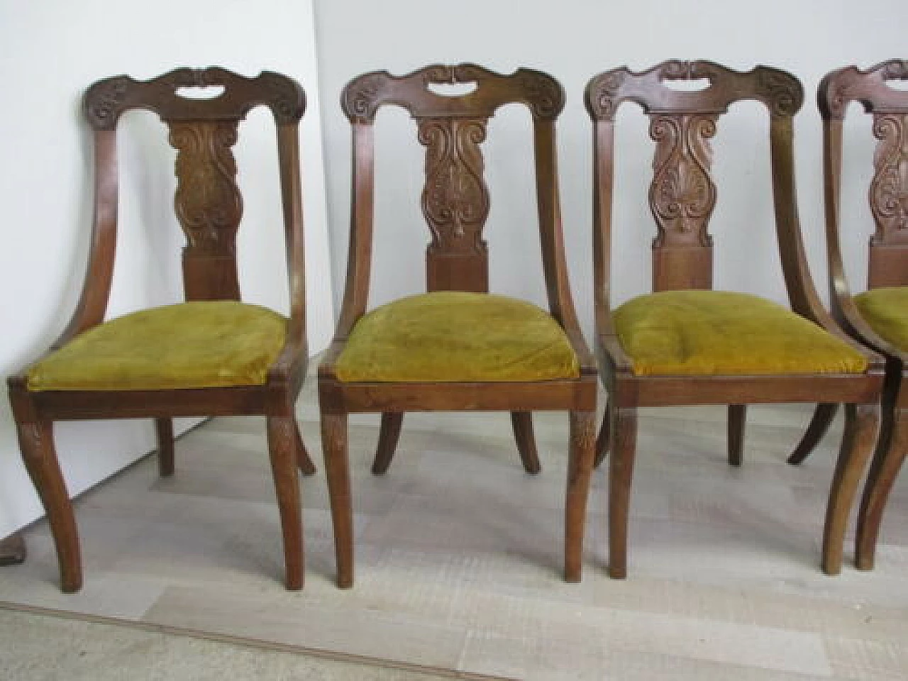 6 Charles X style chairs in solid walnut, early 20th century 11