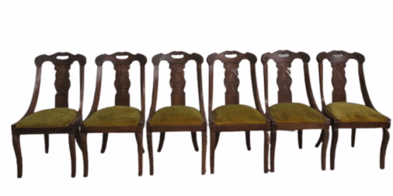 6 Charles X style chairs in solid walnut, early 20th century 12