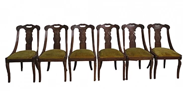 6 Charles X style chairs in solid walnut, early 20th century