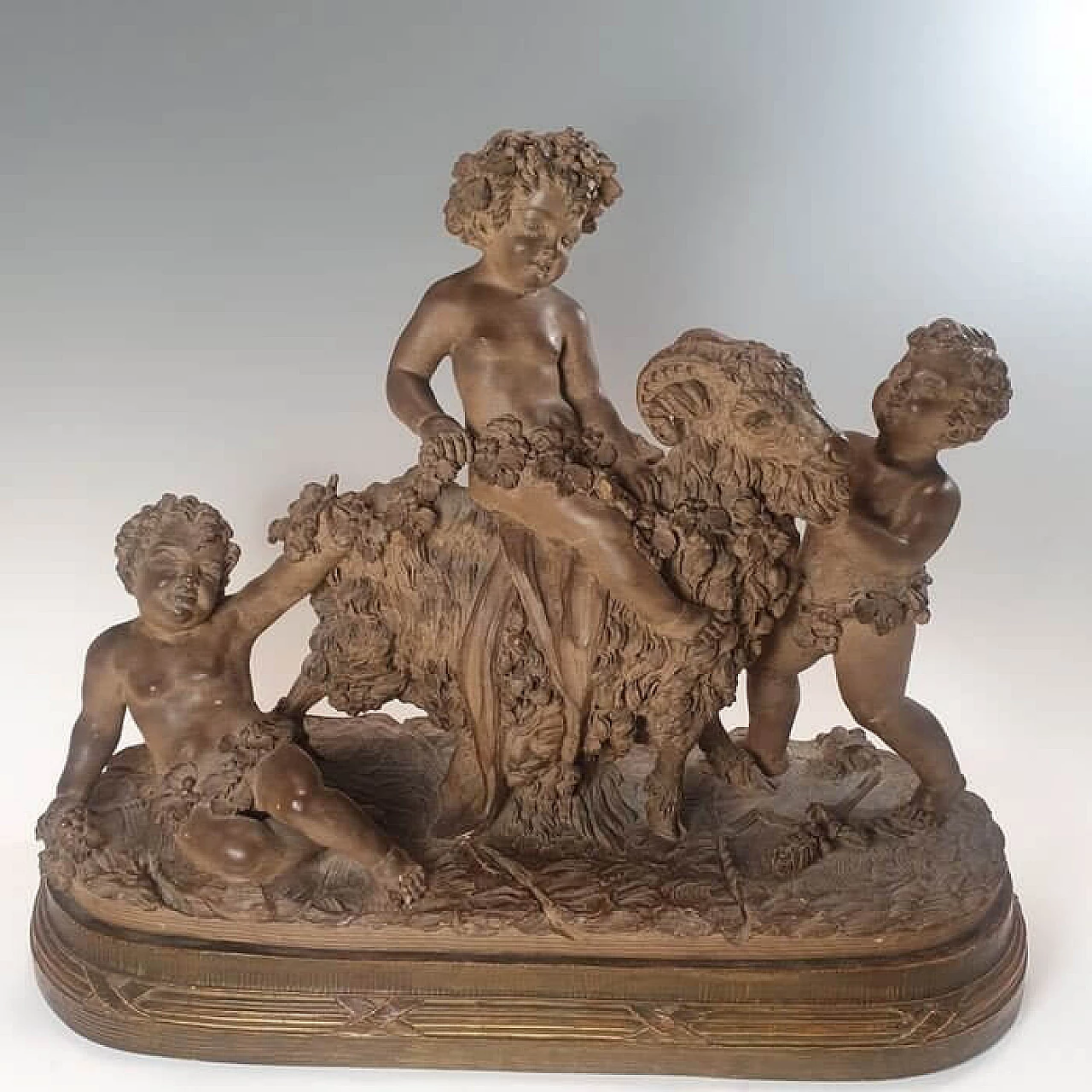 Baccanale, scultura in terracotta patinata, '800 10