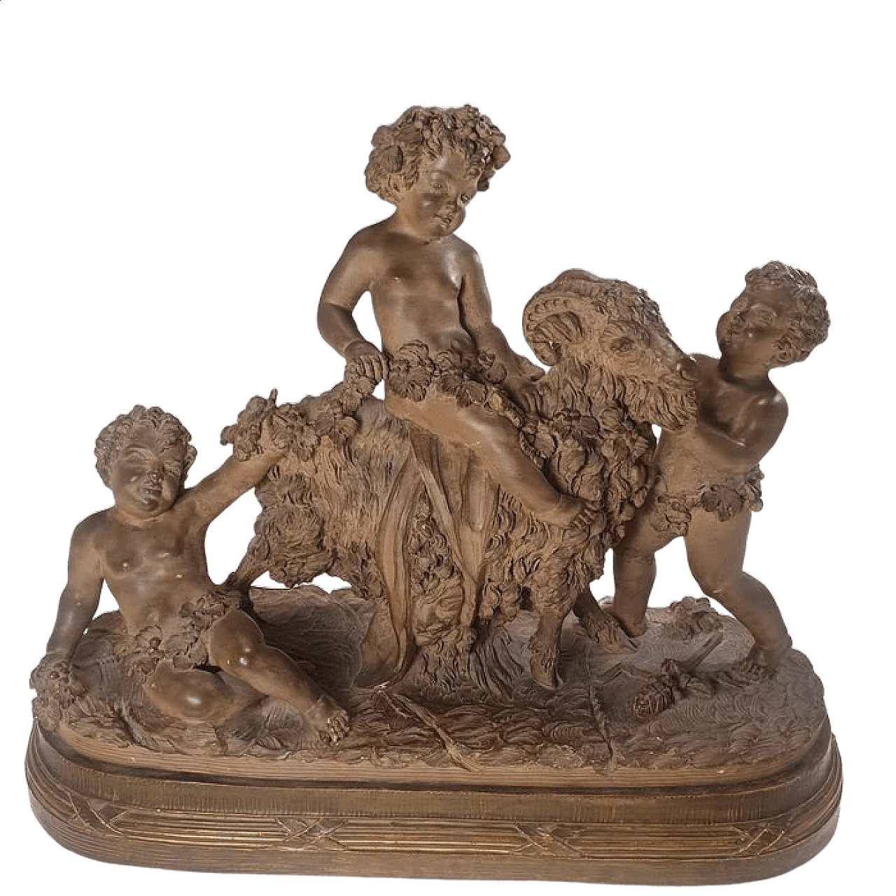 Baccanale, scultura in terracotta patinata, '800 12