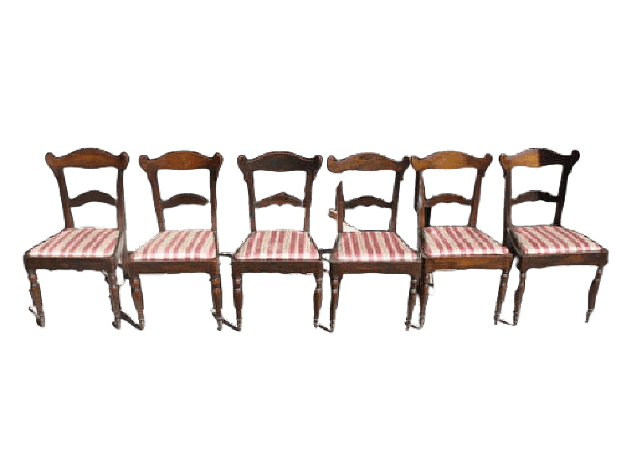 6 Charles X chairs in walnut and sycamore, mid 19th century 12