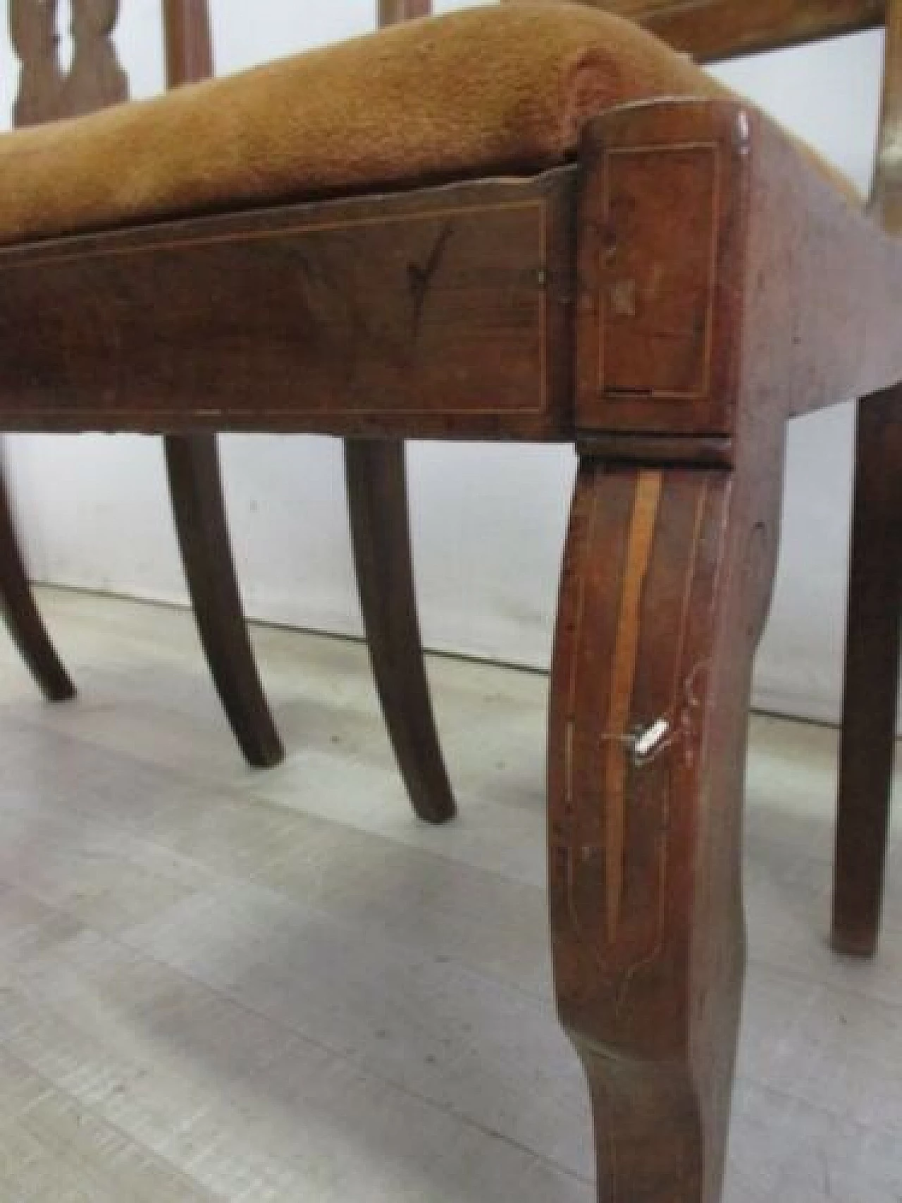 3 Empire inlaid walnut chairs, early 19th century 5